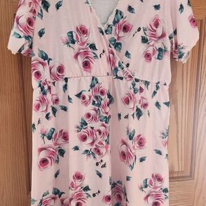 Floral Pink Women's Pajama Dress